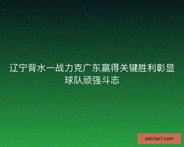 辽宁背水一战力克广东赢得关键胜利彰显球队顽强斗志