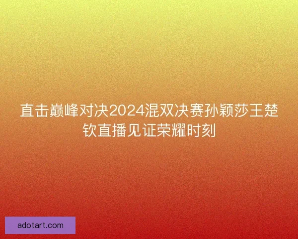 直击巅峰对决2024混双决赛孙颖莎王楚钦直播见证荣耀时刻