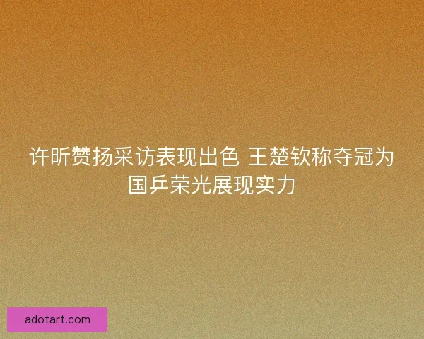 许昕赞扬采访表现出色 王楚钦称夺冠为国乒荣光展现实力